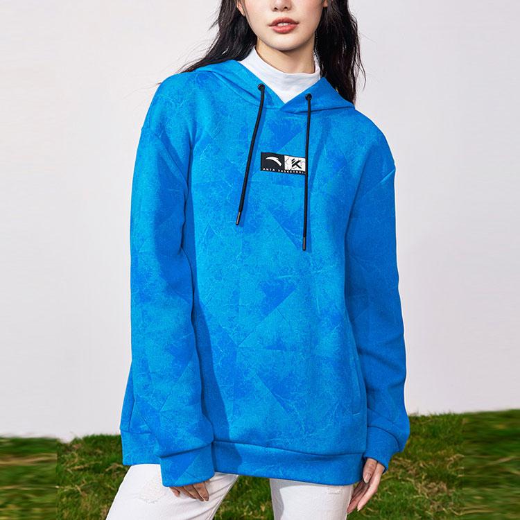 Anta Basketball Series Full Print Drawstring Hoodie With Long Sleeves Unisex Tops Bright-Blue 152311756-3