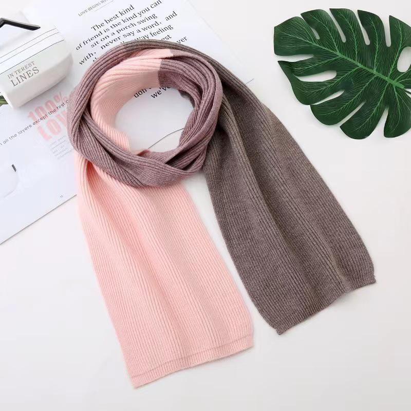 Damen Zweifarbiger Strickwollschal - Herbst/Winter Halswärmer, Koreanischer Stil, Vielseitig & Warm