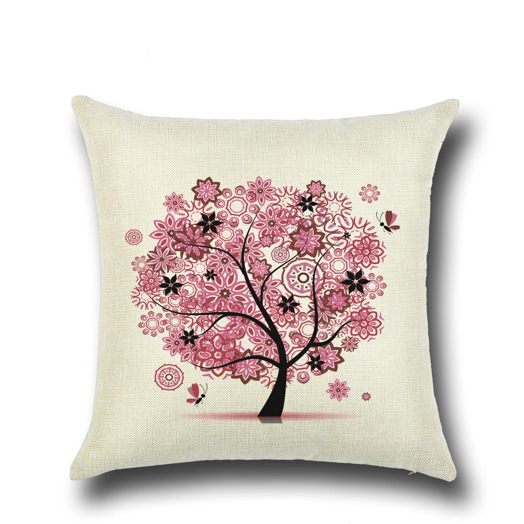 Fashionable Pillows Pastoral Fresh Cartoon Flower Tree Pattern Pillow Creative Home Pillow Case Does Not Include Core