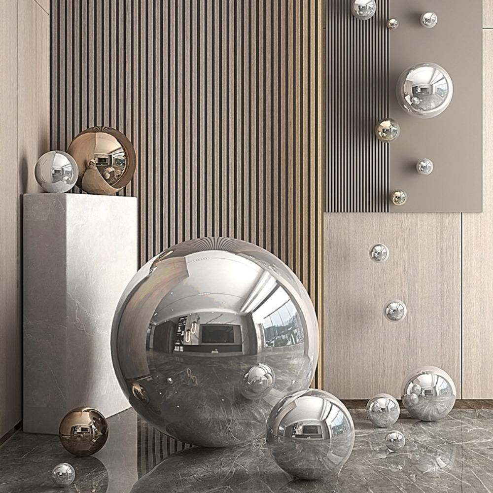 Stainless Steel Hollow Ball Large Mirror Polished Reflective Sphere Decorative Metal Orb Ornament