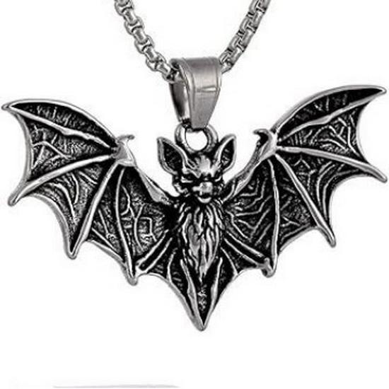 Κολιέ Νυχτερίδα από Ανοξείδωτο Ατσάλι - Διακόσμηση Φεστιβάλ Φαντασμάτων Αποκριών