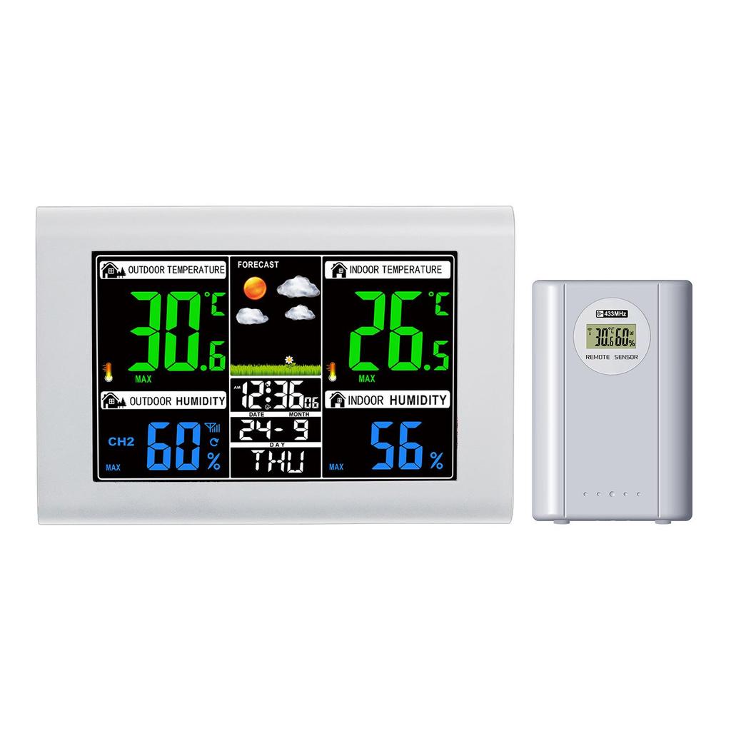 Hochauflösende Wettervorhersageuhr mit Temperatur- und Feuchtigkeitsüberwachung