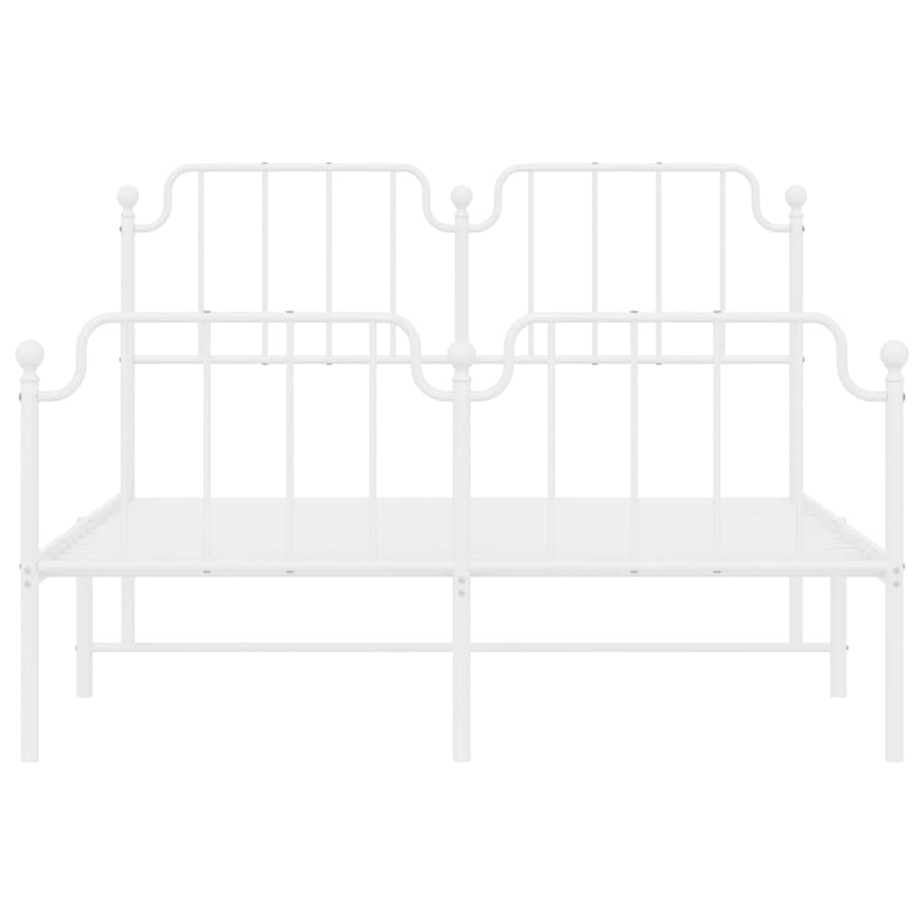 Vidaxl Metal Bed Frame with Headboard and Footboard, White, 150X200 Cm