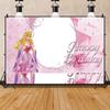 Princess Aurora Banner Background Customizable Text Kids Girls Birthday Gift Party Decoration Banner Background Kids Room Poster