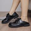 Large Size Loafers Female Black Single Shoes Female  2026 New Lace-up British Style Small Leather Shoes