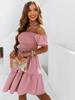 Women Off Shoulder Midi Dress Summer Sexy Short Solid Sleeve Ruffles Dresses Fashion Casual Holiday Sundress Loose Vestidos
