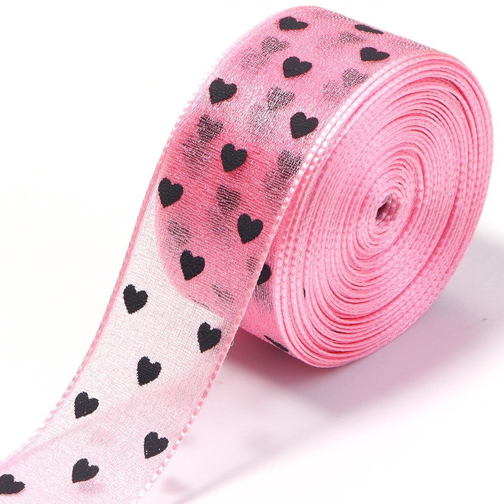 Heart Print Heart Ribbon Sheer Organza Craft Ribbon Gift Embellish Organza Tape Garment Trim