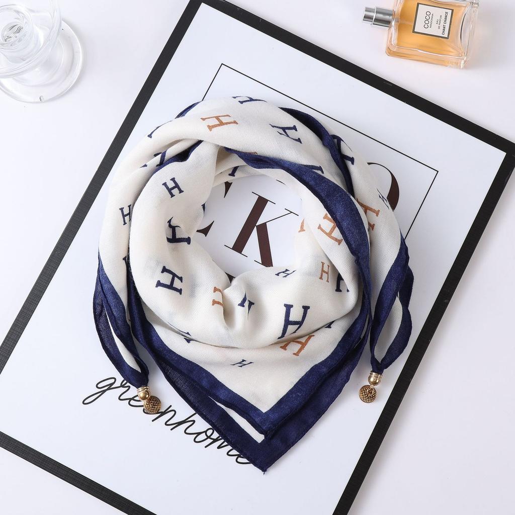 Magnetic Buckle Small Scarf, Women's Silk Scarf, Square Scarf, Clothing Accessories