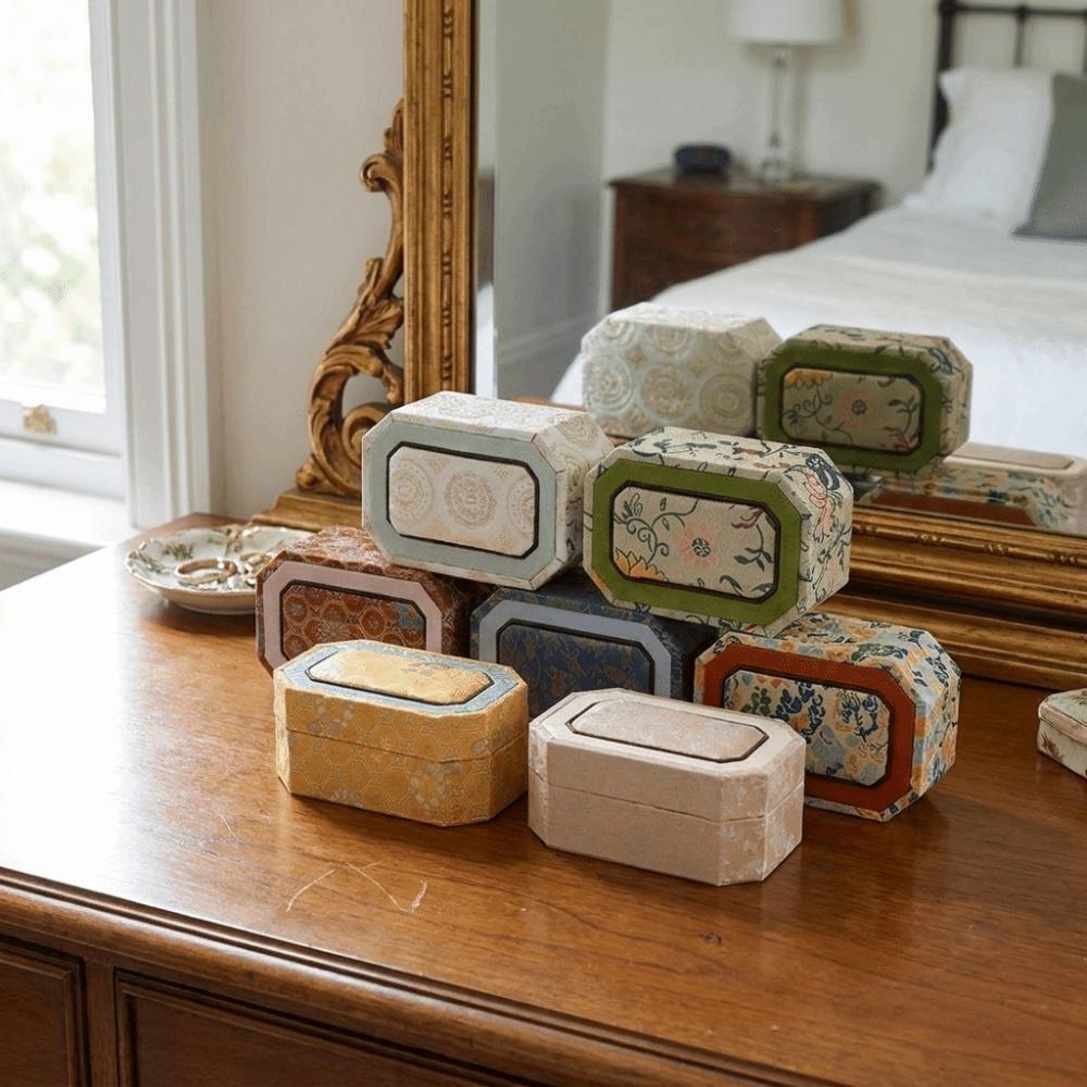 Hard Shell Brocade Jewelry Box Multiple Colors Bangle Storage Box Women Jewelry Storage