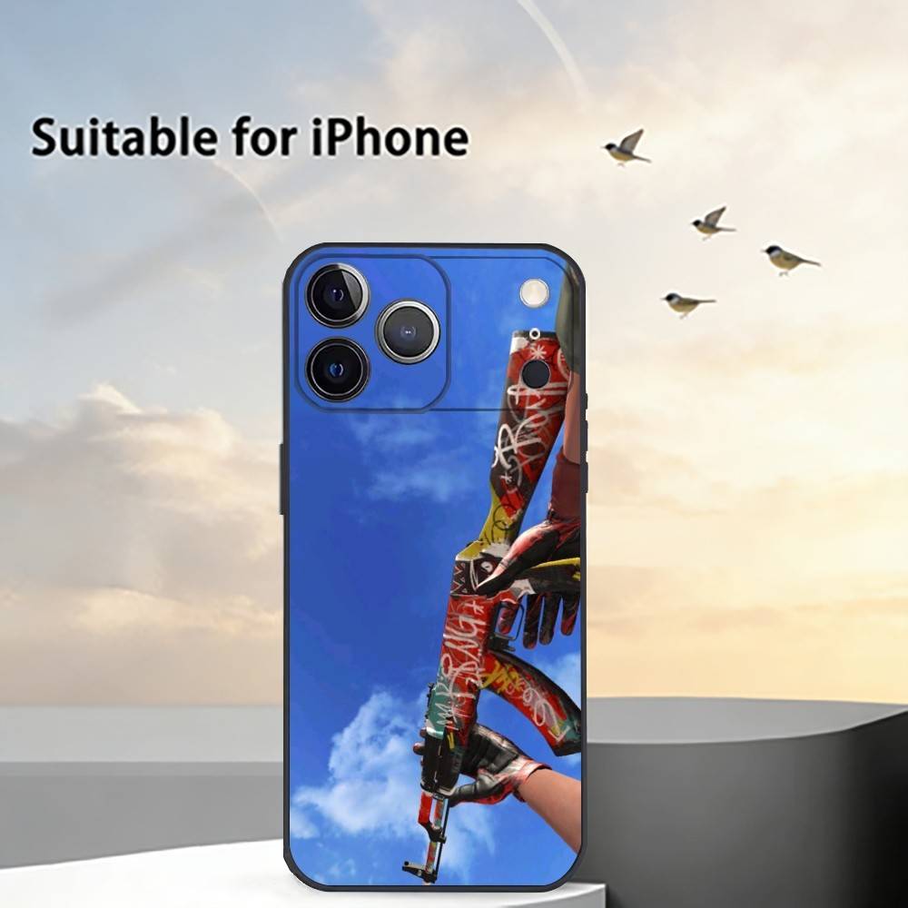 Game CS2 Counter-Strike2 Phone Case For iPhone 17,16,15,14,13,12,11 Plus,Pro Max,XS,Soft Silicone Black Cover