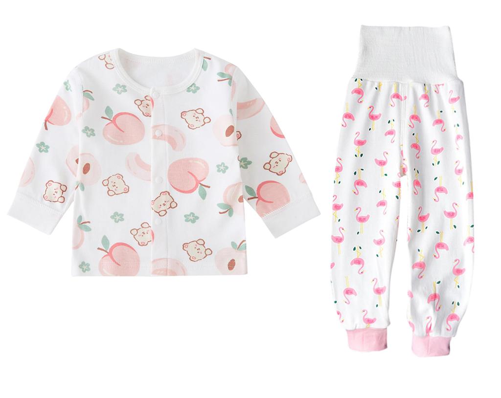 Futupe Baby Pajamas with Belly Open Long Loungewear for Boys and Suitable for and Sizes and 100 Size Warmer, Front, Sleeves, Cotton, Babies, Girls,