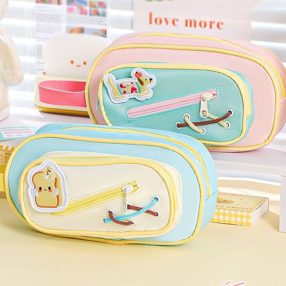 Large Capacity Pen Bag Hand-held Pencil Bags Dopamine Contrast Pencil Case  School Office Supplies