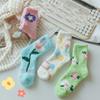 Printing Coral Velvet Socks Plush Sleeping Socks Creative Flower Pattern Socks  Girls