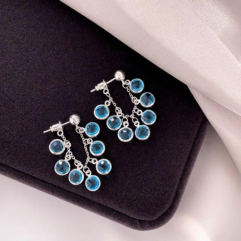 Sparkling Crystal Drop Earrings With Elegant Fringe Beads Dangle Hanging Earrings Fashion Statement Party Jewewlry Gifts