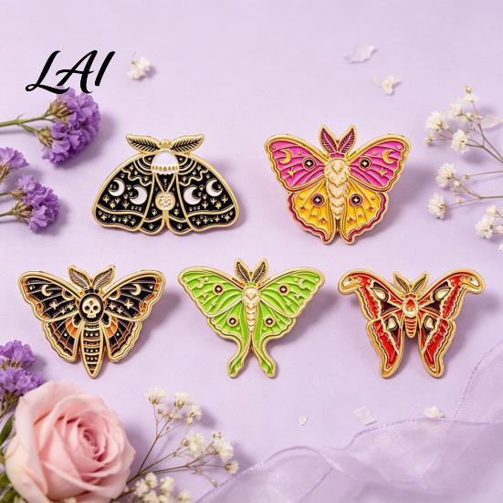 Decorative Lapel Pin Vintage Enamel Moth Brooch Cartoon Insect Alloy Pin Men Women Jewelry Accessories for Suit Dress Coat Scarf Brooch
