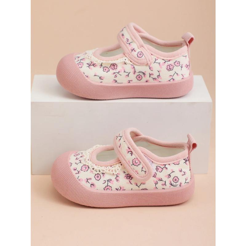 Mädchen Prinzessinnenschuhe Frühling und Herbst Neue Kinder Segeltuchschuhe Frische Baby Mädchen Klettverschluss Laufschuhe