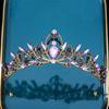 DIEZI Elegant Korean AB Pink Red Crystal Tiara Crown Women Girls Party Wedding Princess Rhinestone Bridal Crown Hair Jewelry