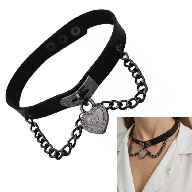 Soft Leather Necklace Women Heart Necklace Leather Fashion Jewelry Punk Chain Necklace Leather Texture Perfect for Party