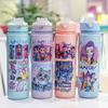 K-POP Demon Hunter Girl Cute Straw Water Bottle, Medium Size, Pop-up Sports Cup with Handle for Students.