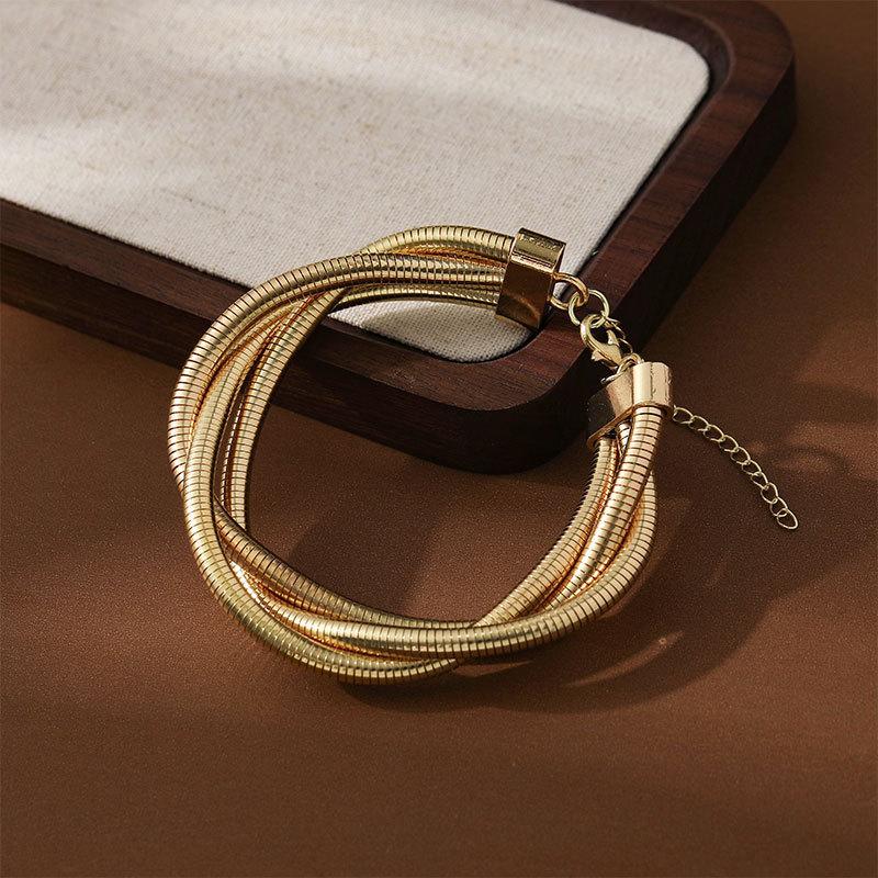Three-Wire Winding Spring Collar Bracelet Light Luxury High-End Metal Punk Hip-Hop Necklace Bracelet