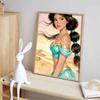 Disney 5D DIY Diamond Painting, Aladdin and Jasmine Princess Illustration Cartoon Full Diamond Mosaic Diamond Painting Art Wall Decoration Craft Set