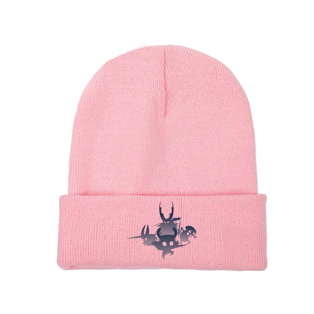 Hollow Knight Farbverlauf Strickmütze Beanie Wintermützen Warm Unisex Mode Totenkopf Videospiel Mützen Unisex Damen Geschenk