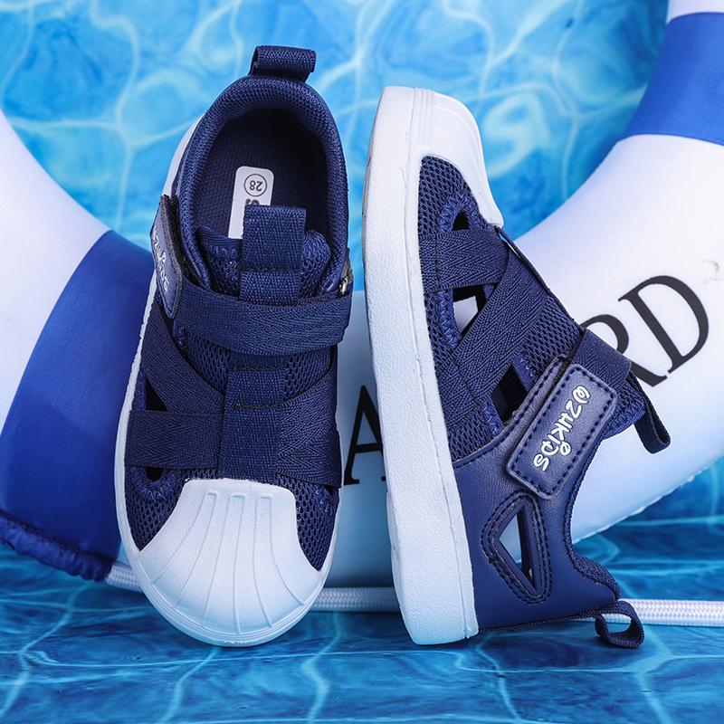 Детская летняя модная однотонная дышащая повседневная обувь на липучках для отдыха — фото 14