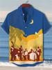 Surfing Print Men's Shirt Summer Anime Retro Lapel Hawaiian Beach Shirt Casual Single Breasted Short Sleeved Top
