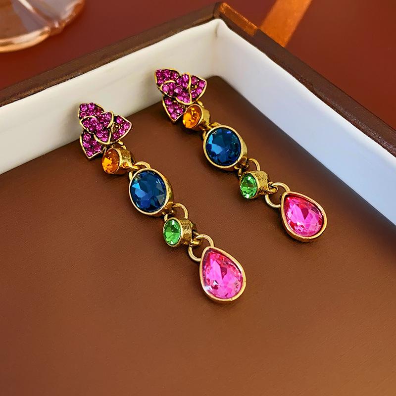 Pre-owned Vintage Retro Diamond-Encrusted Round Necklace & Clavicle Chain Set