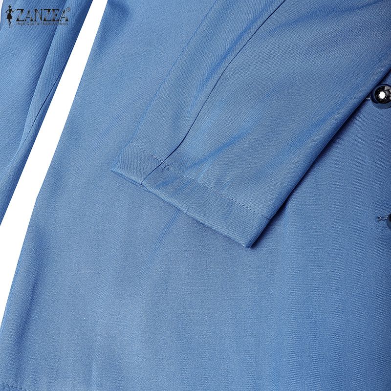 ZANZEA Damen Lässig Umlegekragen Locker Langarm Strickjacke Bluse