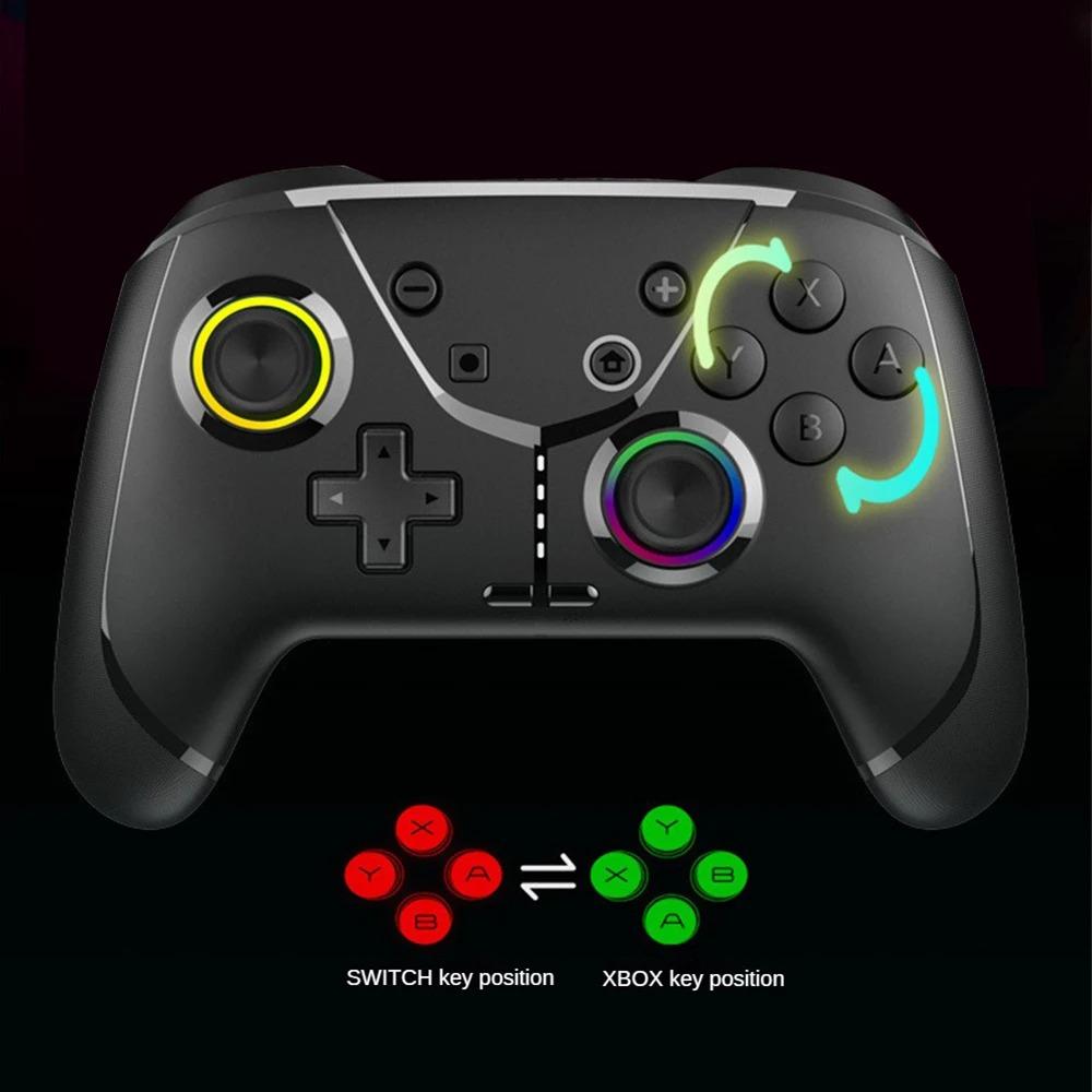 Switch Wireless Pro Controller for Switch/Lite/OLED, 4 Vibration Modes, 3 Turbo Modes for PC/Steam/TV with Programming/6-Axis/Motion/Wake-up/RGB