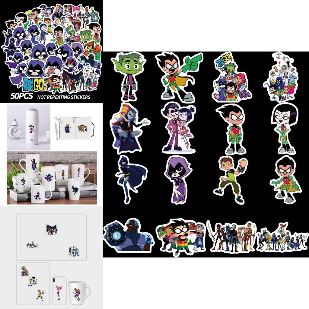 Vibrant 50pcs Teen Titans Go Sticker Set For Personalizing Luggage And Bikes