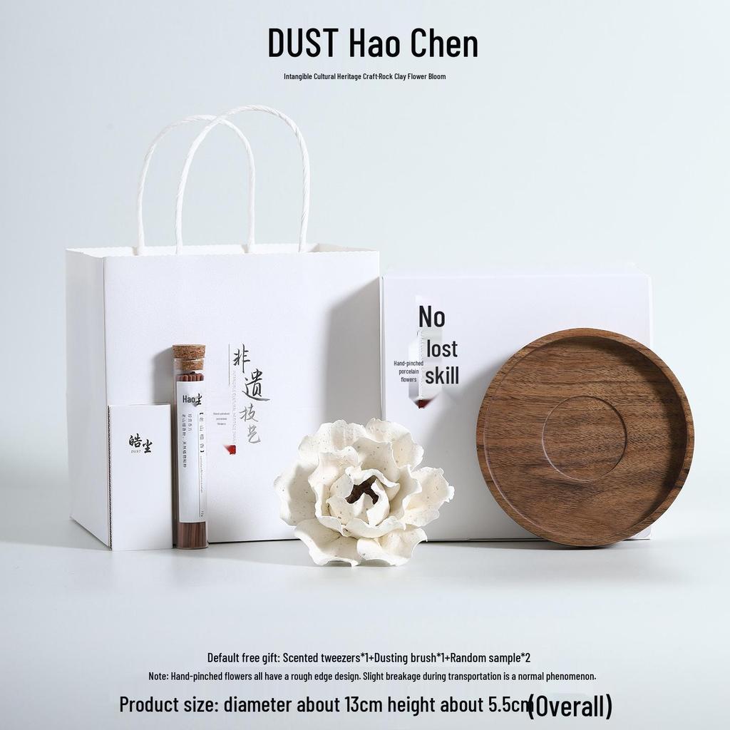 Handmade Ceramic Flower Incense Holder - Chinese Aromatherapy Diffuser Souvenir