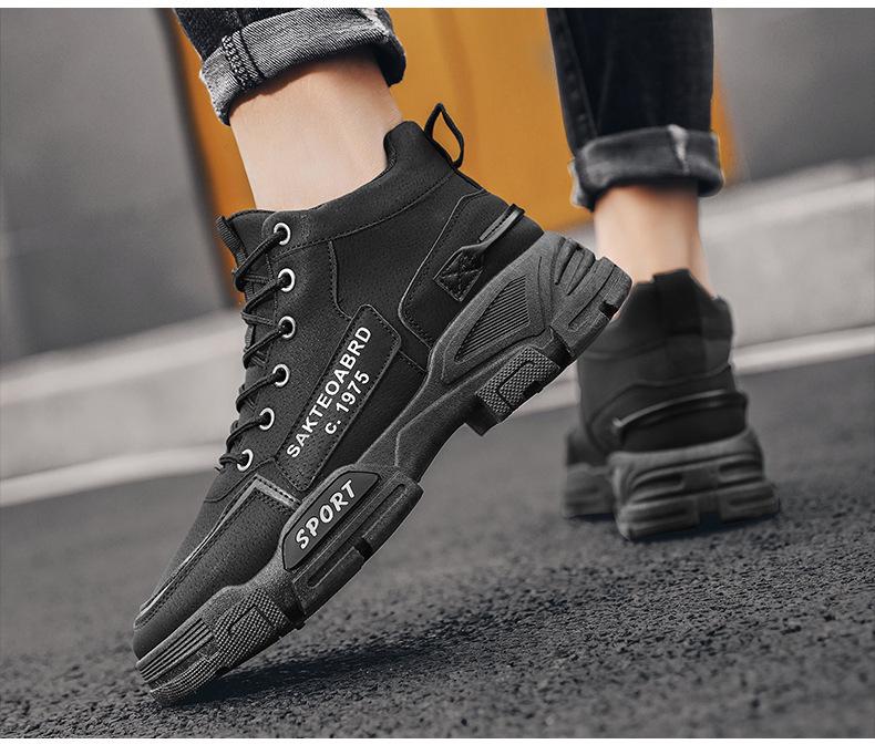 Men's British Style High-Top Martin Work Boots: Autumn & Spring Snow-Ready Cotton Trendy Footwear