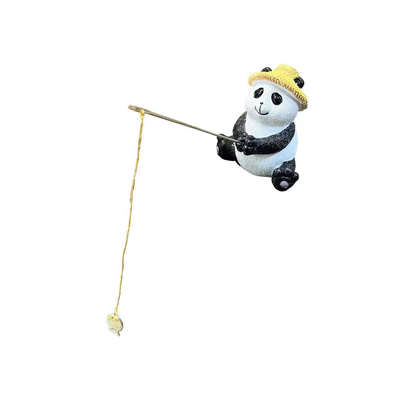 

Funny Frogs Panda Fishing Figurine Resins Garden Statue for Outdoor Decoration and Landscaping Collectible Sculpture B