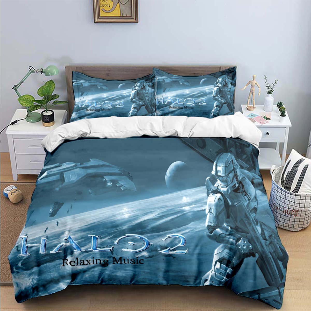 

Game H-Halo 2 Xbox Mechwarrior Print Bedding Sets Bed Supplies Set Duvet Cover Bed Comforter Set Bedding Set Luxury Gift US Queen(228*228cm)3pcs