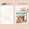 Travel Watercolor Painting Kit Portable Gouache Book Tri-Fold Design Pad Set with Art Creation 12 Color Grids Ergonomic Brush Stress Relief All-in-one
