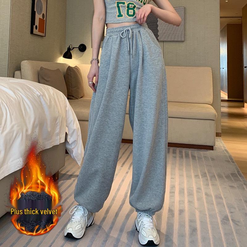 Women's High Waist Casual Chic Sweatpants: Spring/Summer Hong Kong Style, Loose, Slimming, Versatile, Cuffed.