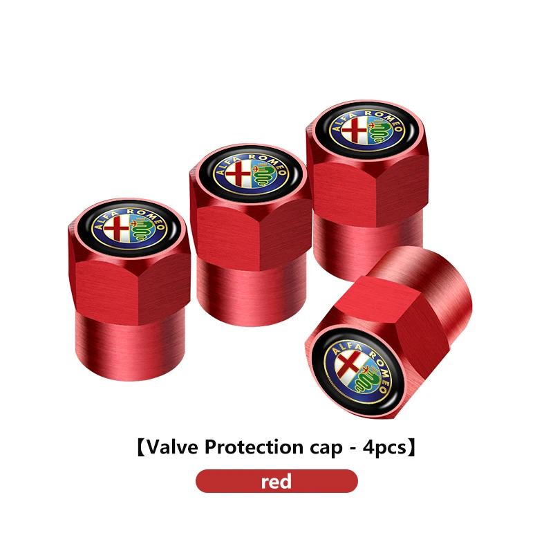 Car Stickers For Alfa Romeo 4pcs Car Wheel Tire Valve Caps Stem Case With Logo Car Styling For Alfa Romeo GT Stelvio F1 Brera Vo