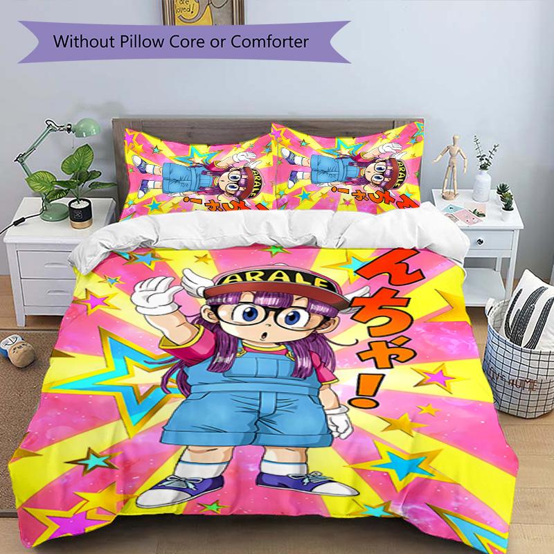 3pcs Arale pattern bedding set duvet cover set includes duvet cover &pillowcases,perfect all season bedroom decoration&gift