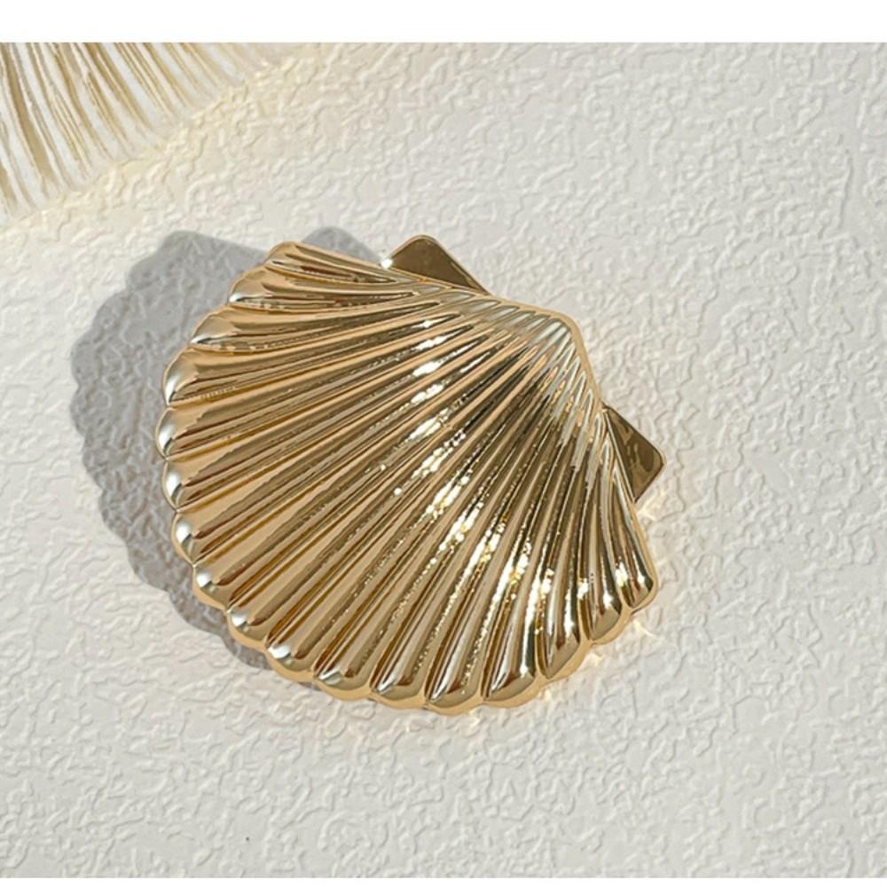 Golden Color Starfish Hair Clip Gold Color Scallop Shape Duckbill Hair Clip Elastic Design Conch Hair Clip Vacation Style