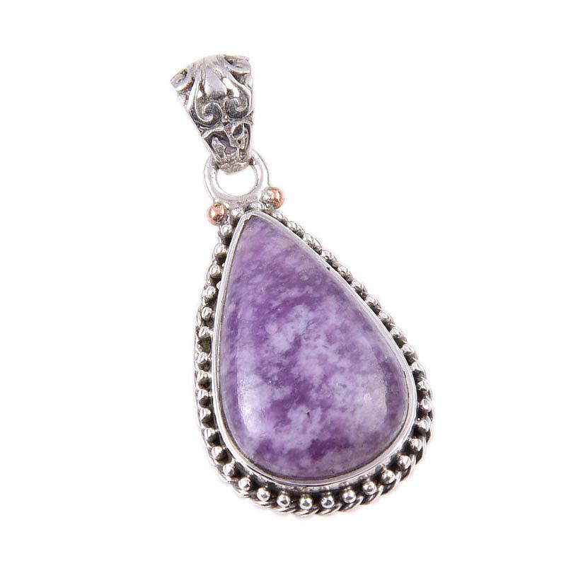 Natural Charoite Gemstone Handmade 925 Solid Sterling Silver Pendant 1.5" s6O75