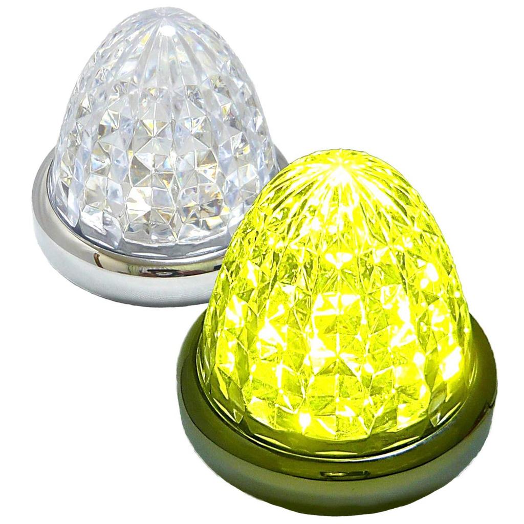 24V LED Marker Lamp Side Marker Plated Ring Truck Supplies Set of 2 (Yellow)