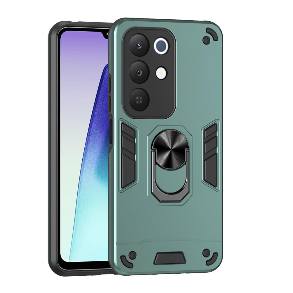 KEYSION Shockproof Armor Case for Realme C85 C85 5G Soft Silicone+PC Metal Ring Stand Phone Back Cover for OPPO Realme C85