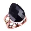 Natural Black Onex Gemstone Handmade 925 Sterling Silver Two Tone Ring S.7 K8U15