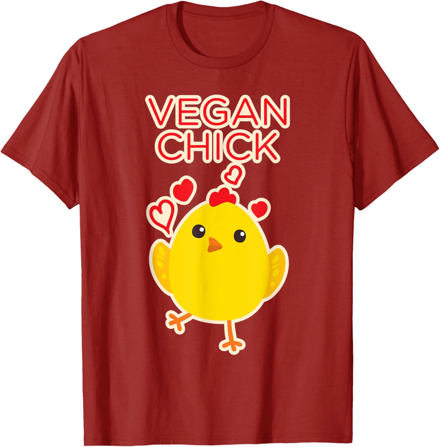 Vegan Chick Cute Cartoon Chicken Graphic Tee Soft Cotton Casual TShirt for Animal Lovers S