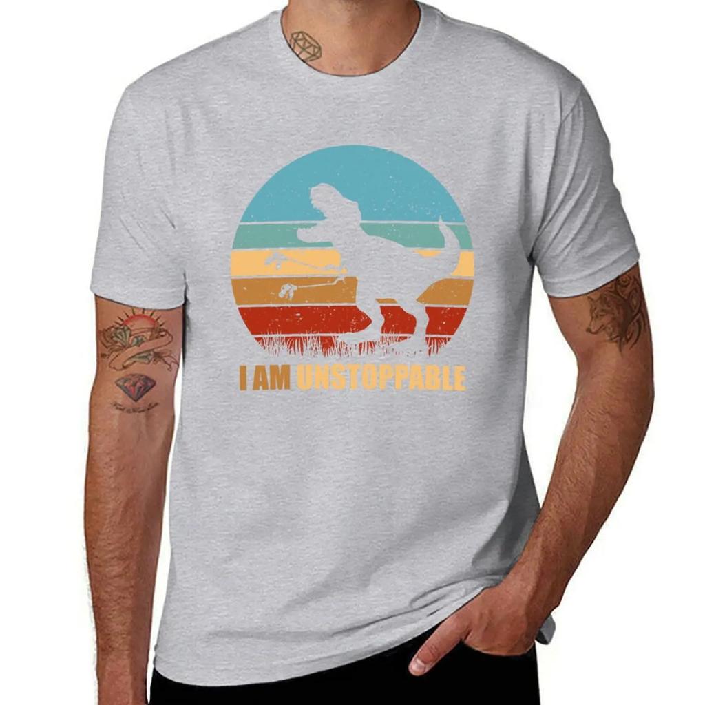 Im Unstoppable T Rex TShirt Customs Aesthetic Clothing Summer Top Mens White T Shirts