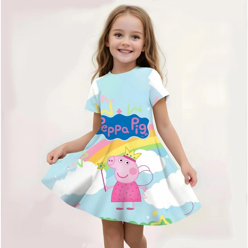 Girls Peppa Pig Summer Cartoon Sundress Casual Loose Fit Print
