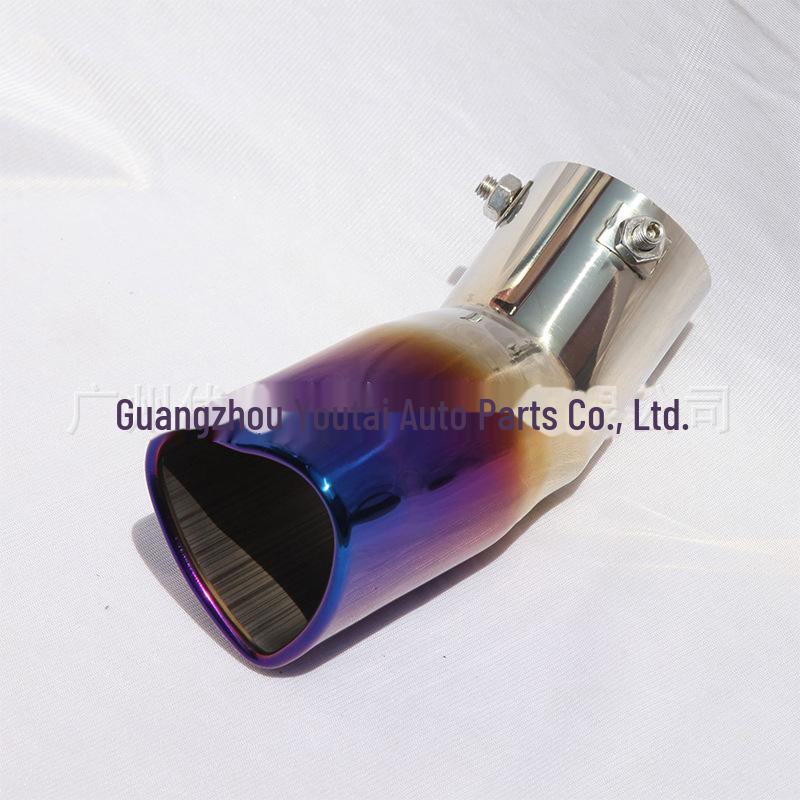 Heart-Shaped 63mm Stainless Steel Blue-Tinted Exhaust Muffler Tailpipe