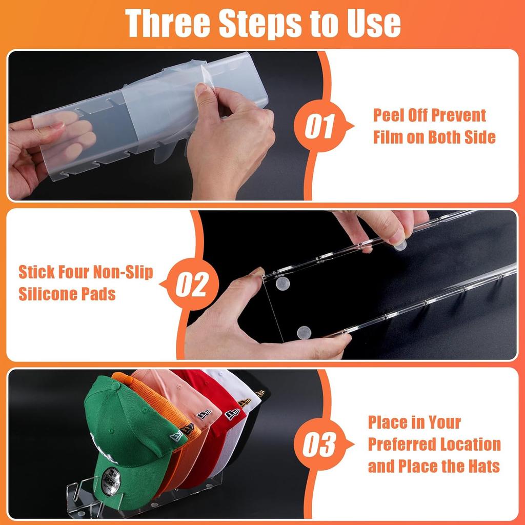 Hat Stand for Baseball Caps No Install Acrylic Hat Organizer for Baseball Caps Storage Organizer Hat Racks Hat Holder Display and Organization